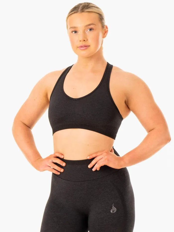 Sports Bras Womens Ryderwear Excel Seamless Sports Bra Black Marl
