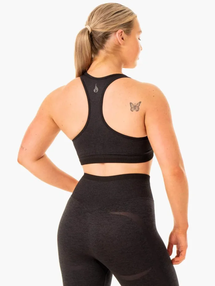 Sports Bras Womens Ryderwear Excel Seamless Sports Bra Black Marl