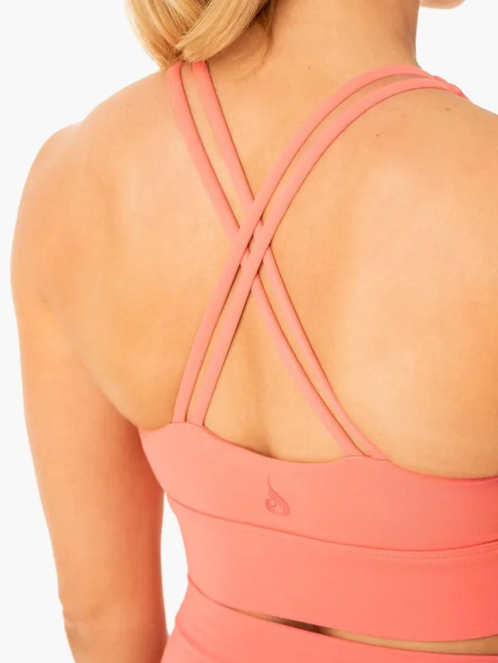 Sports Bras Womens Ryderwear Flow Square Neck Sports Bra Rose Pink