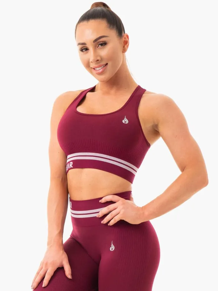 Sports Bras Womens Ryderwear Freestyle Seamless Longline Sports Bra Burgundy