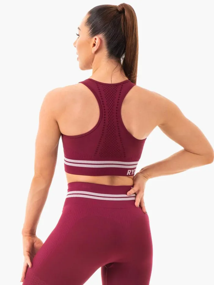 Sports Bras Womens Ryderwear Freestyle Seamless Longline Sports Bra Burgundy