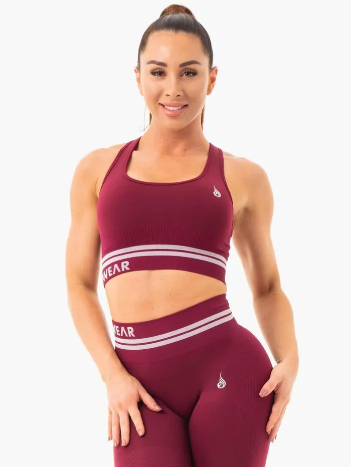 Sports Bras Womens Ryderwear Freestyle Seamless Longline Sports Bra Burgundy