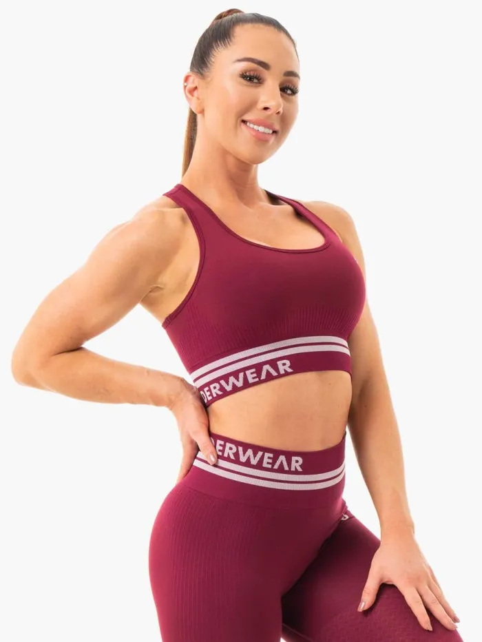 Sports Bras Womens Ryderwear Freestyle Seamless Longline Sports Bra Burgundy