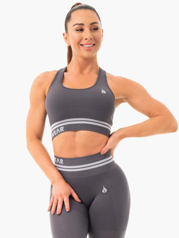 Sports Bras Womens Ryderwear Freestyle Seamless Longline Sports Bra Charcoal