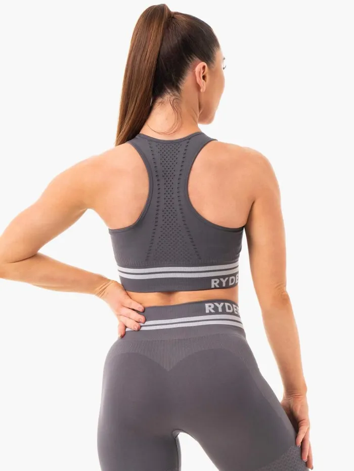 Sports Bras Womens Ryderwear Freestyle Seamless Longline Sports Bra Charcoal
