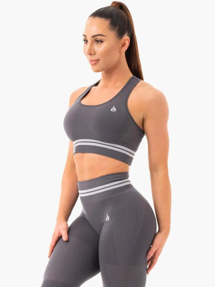 Sports Bras Womens Ryderwear Freestyle Seamless Longline Sports Bra Charcoal