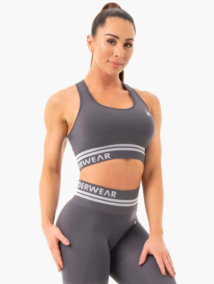 Sports Bras Womens Ryderwear Freestyle Seamless Longline Sports Bra Charcoal