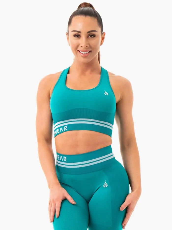 Sports Bras Womens Ryderwear Freestyle Seamless Longline Sports Bra Teal