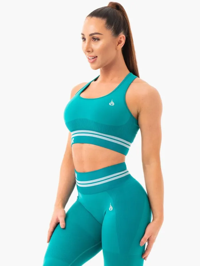 Sports Bras Womens Ryderwear Freestyle Seamless Longline Sports Bra Teal