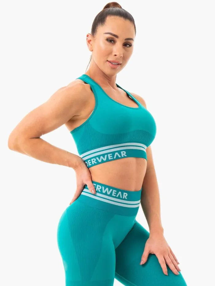 Sports Bras Womens Ryderwear Freestyle Seamless Longline Sports Bra Teal
