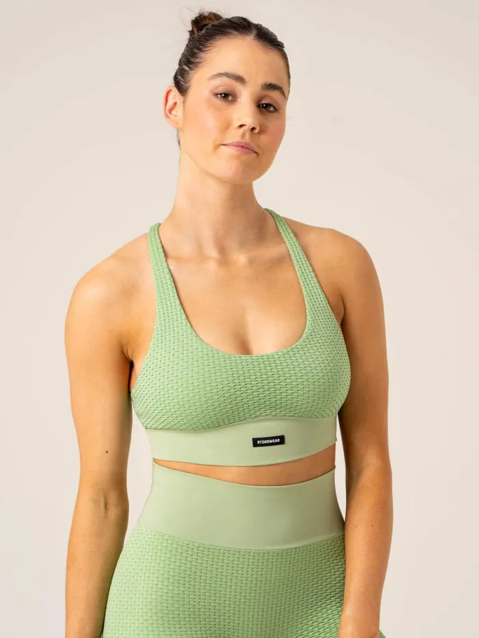 Sports Bras Womens Ryderwear Honeycomb Seamless Sports Bra Sage