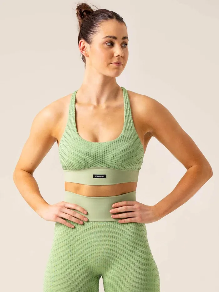Sports Bras Womens Ryderwear Honeycomb Seamless Sports Bra Sage