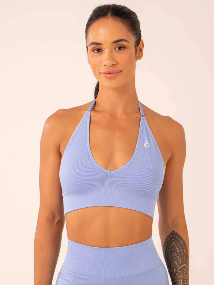 Sports Bras Womens Ryderwear Lift Rib Seamless Halter Sports Bra Cornflower Blue Sports Bras Womens Ryderwear Lift Rib Seamless Halter Sports Bra Cornflower Blue