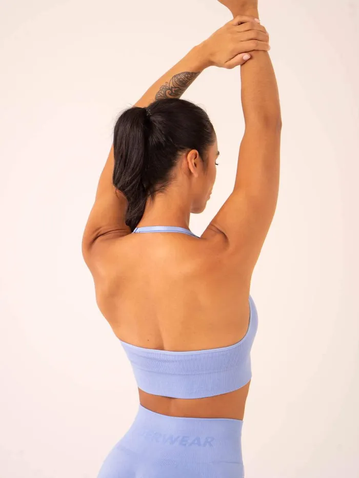 Sports Bras Womens Ryderwear Lift Rib Seamless Halter Sports Bra Cornflower Blue