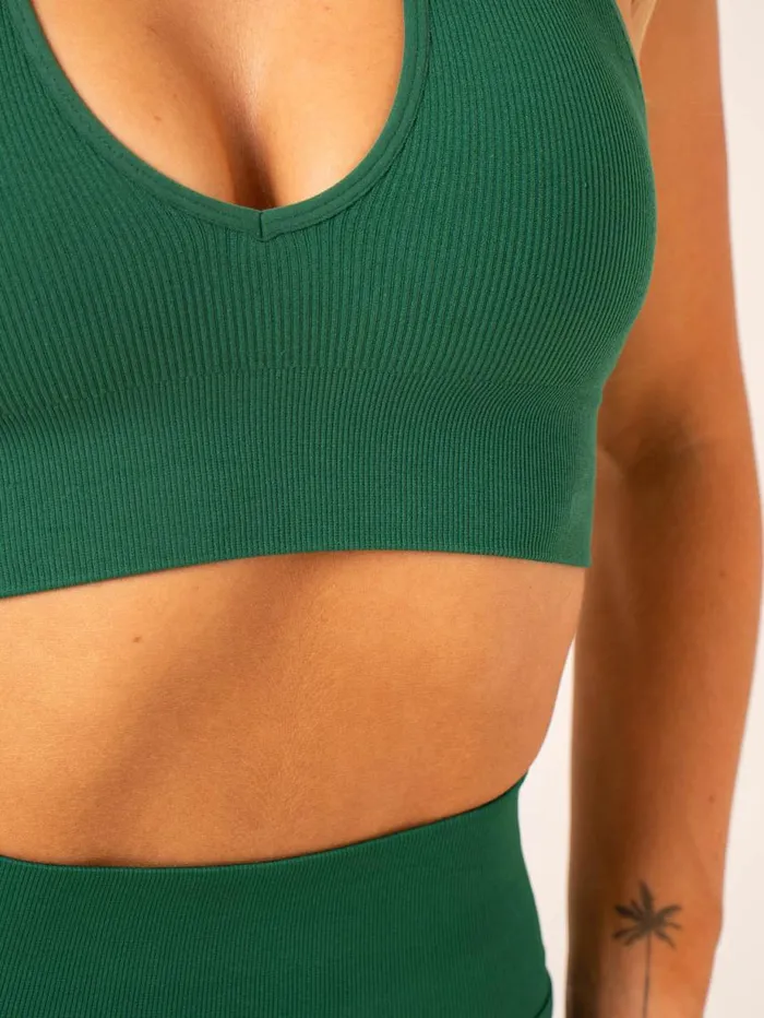 Sports Bras Womens Ryderwear Lift Rib Seamless Halter Sports Bra Emerald