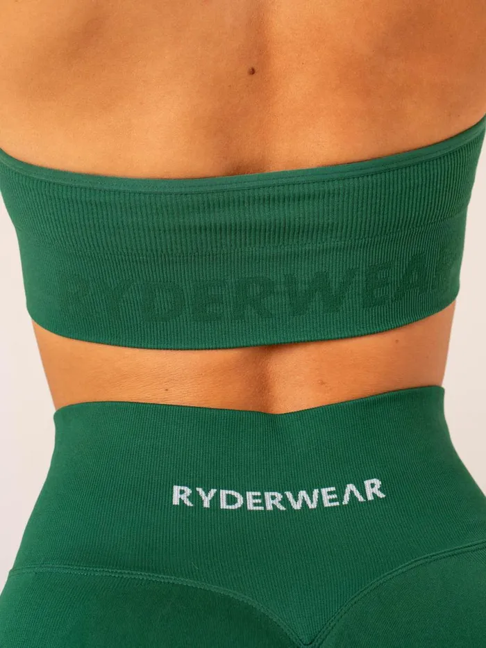Sports Bras Womens Ryderwear Lift Rib Seamless Halter Sports Bra Emerald