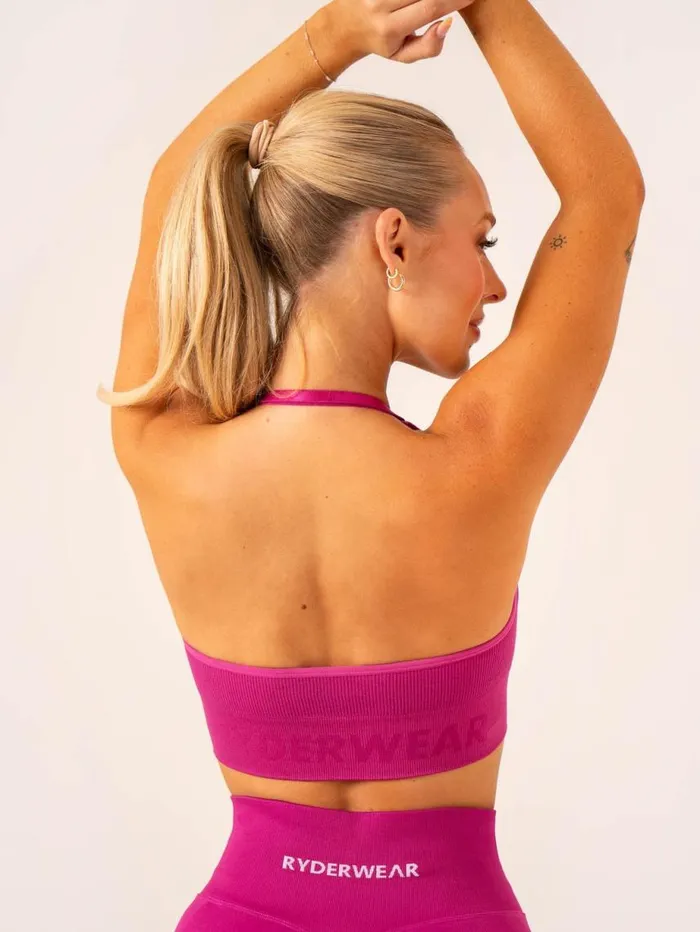 Sports Bras Womens Ryderwear Lift Rib Seamless Halter Sports Bra Fuchsia