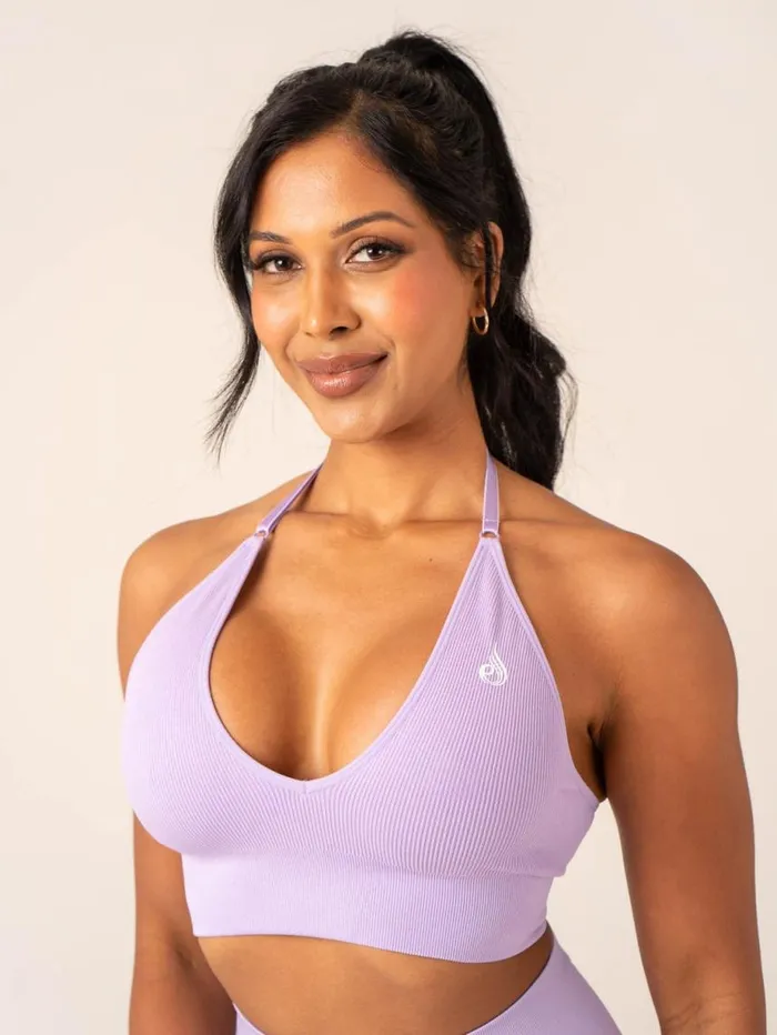 Sports Bras Womens Ryderwear Lift Rib Seamless Halter Sports Bra Lavender