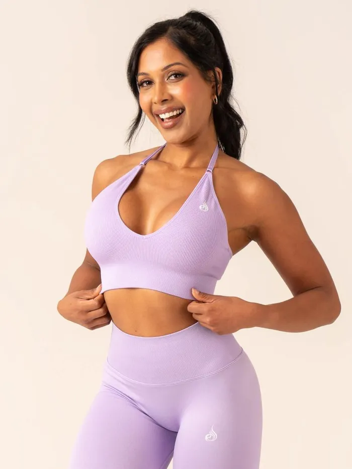 Sports Bras Womens Ryderwear Lift Rib Seamless Halter Sports Bra Lavender