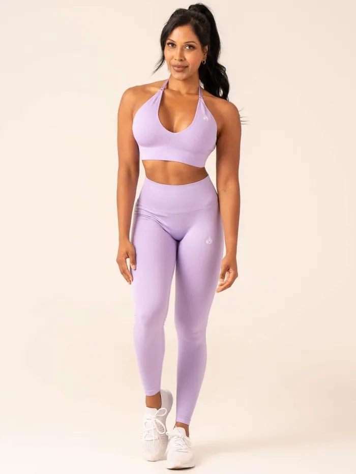 Sports Bras Womens Ryderwear Lift Rib Seamless Halter Sports Bra Lavender
