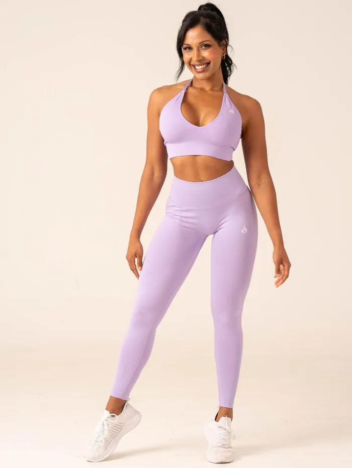 Sports Bras Womens Ryderwear Lift Rib Seamless Halter Sports Bra Lavender
