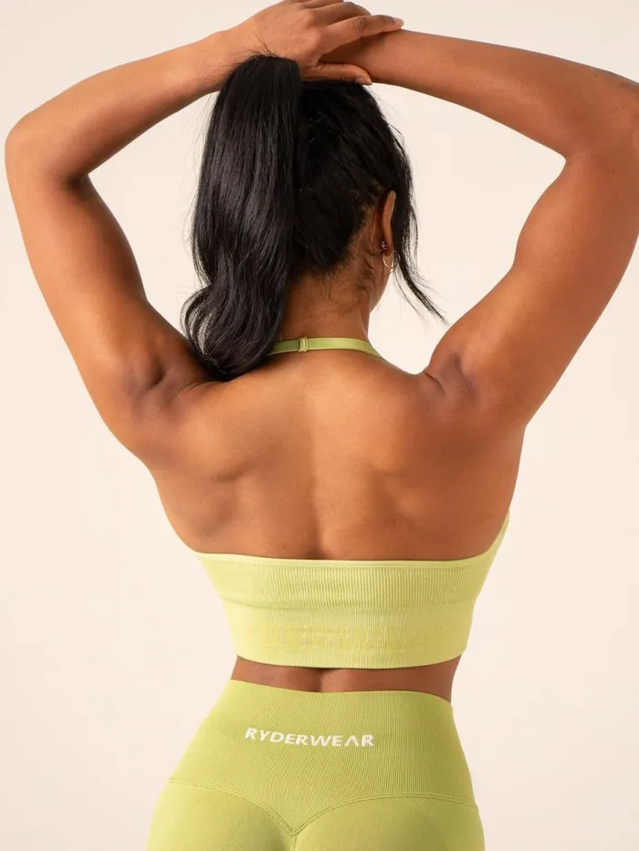 Sports Bras Womens Ryderwear Lift Rib Seamless Halter Sports Bra Olive