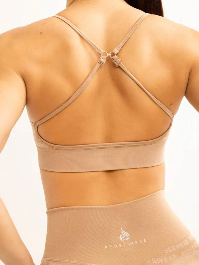 Sports Bras Womens Ryderwear Logo Lux Seamless Sports Bra Tan