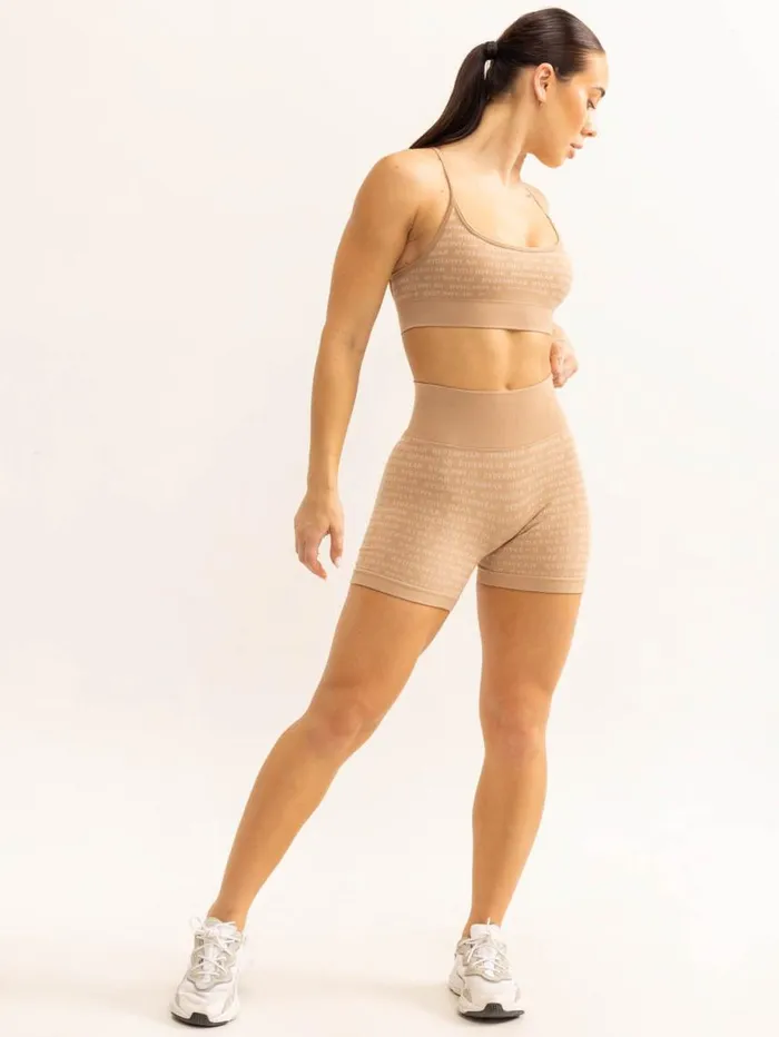 Sports Bras Womens Ryderwear Logo Lux Seamless Sports Bra Tan