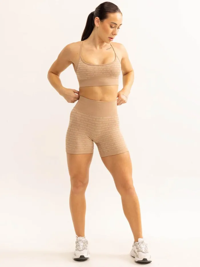 Sports Bras Womens Ryderwear Logo Lux Seamless Sports Bra Tan