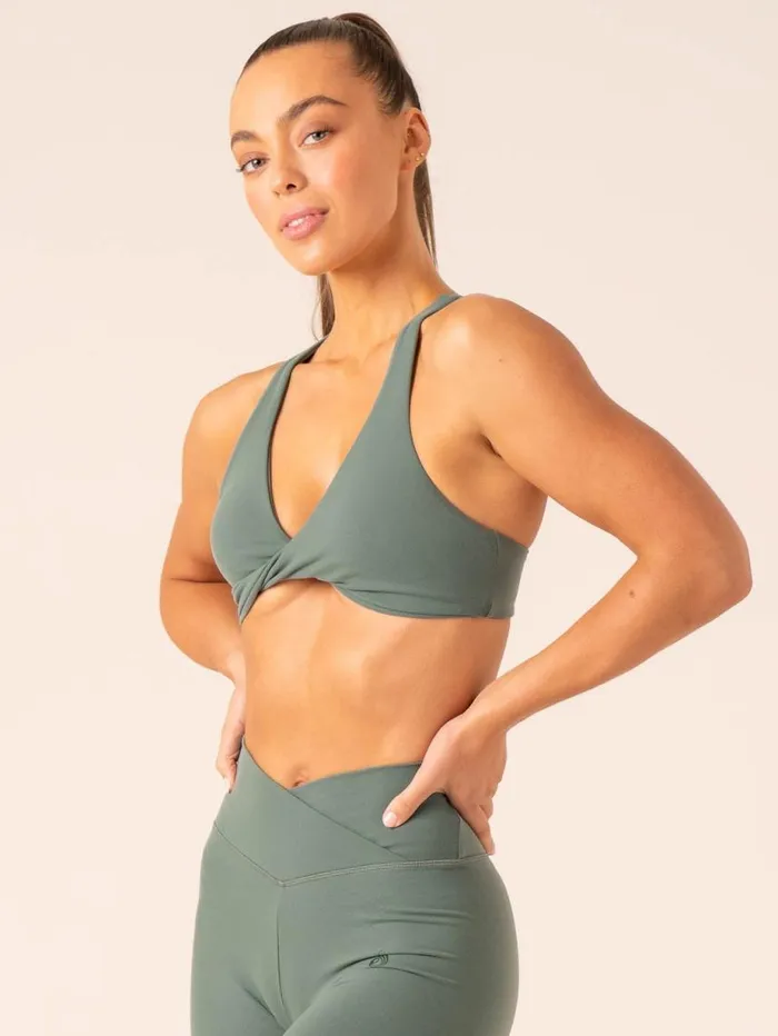 Sports Bras Womens Ryderwear Momentum Twist Sports Bra Forest Green