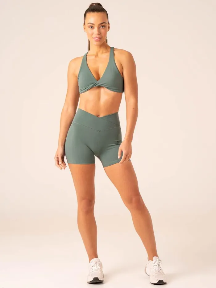 Sports Bras Womens Ryderwear Momentum Twist Sports Bra Forest Green