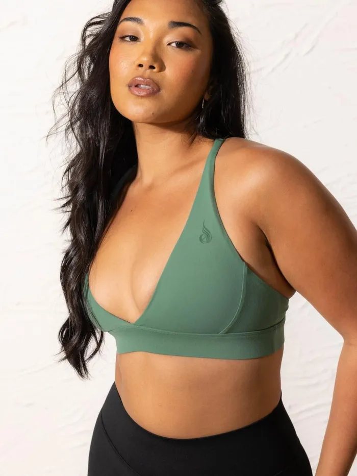 Sports Bras Womens Ryderwear NKD Low Neck Sports Bra Forest Green