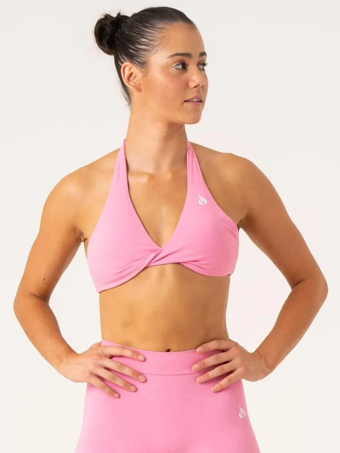 Sports Bras Womens Ryderwear NKD Stonewash Halter Sports Bra Pink Stonewash