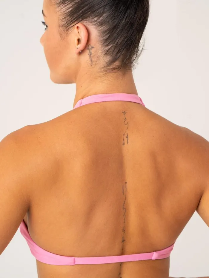 Sports Bras Womens Ryderwear NKD Stonewash Halter Sports Bra Pink Stonewash