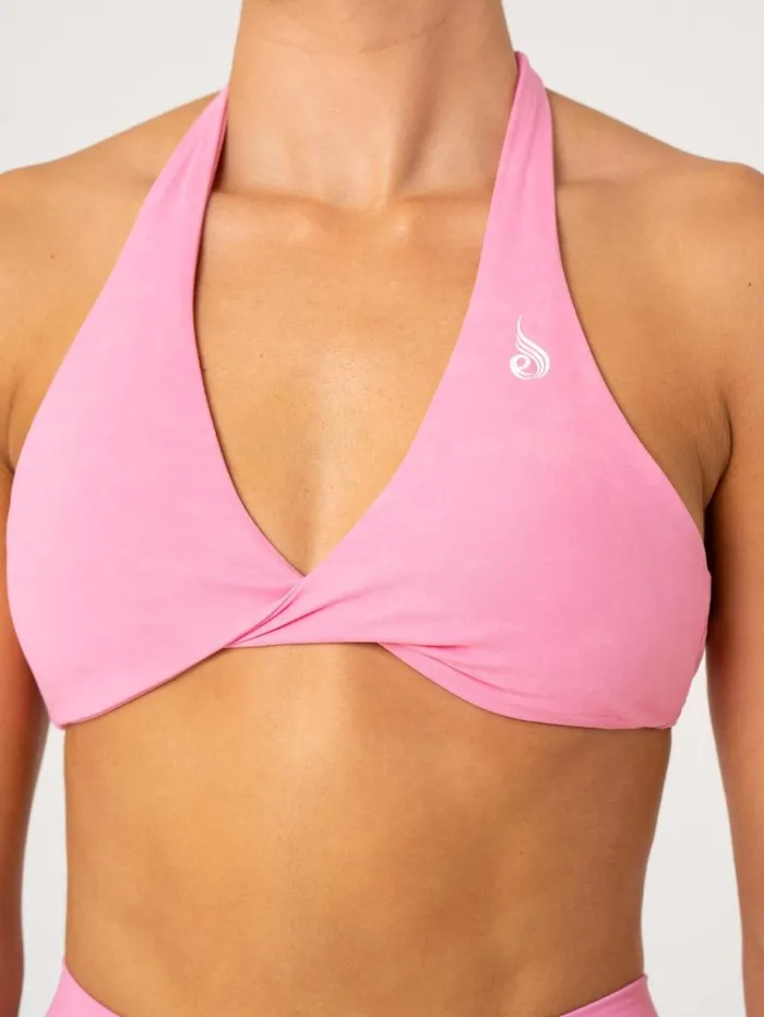 Sports Bras Womens Ryderwear NKD Stonewash Halter Sports Bra Pink Stonewash
