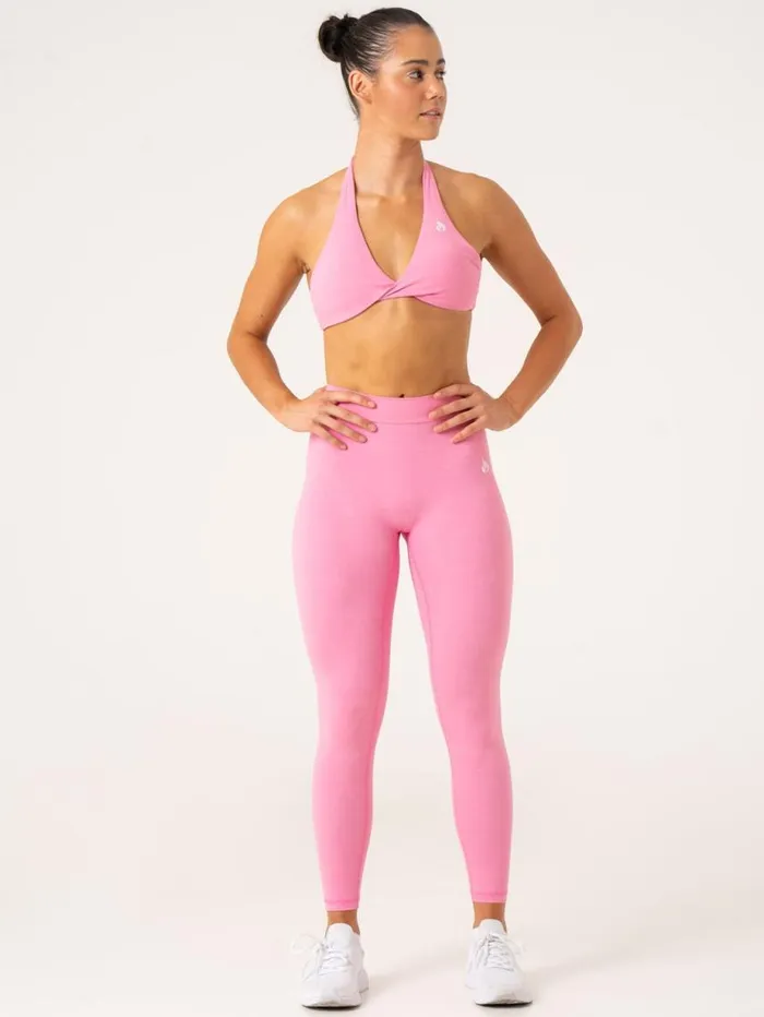 Sports Bras Womens Ryderwear NKD Stonewash Halter Sports Bra Pink Stonewash