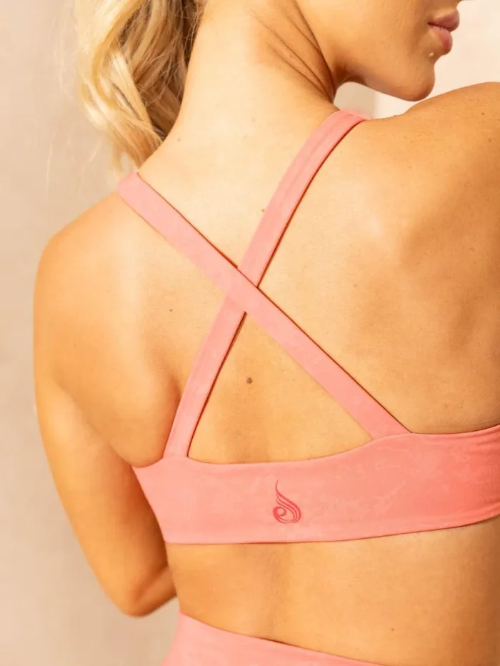 Sports Bras Womens Ryderwear NKD Stonewash Twist Sports Bra Coral Stonewash
