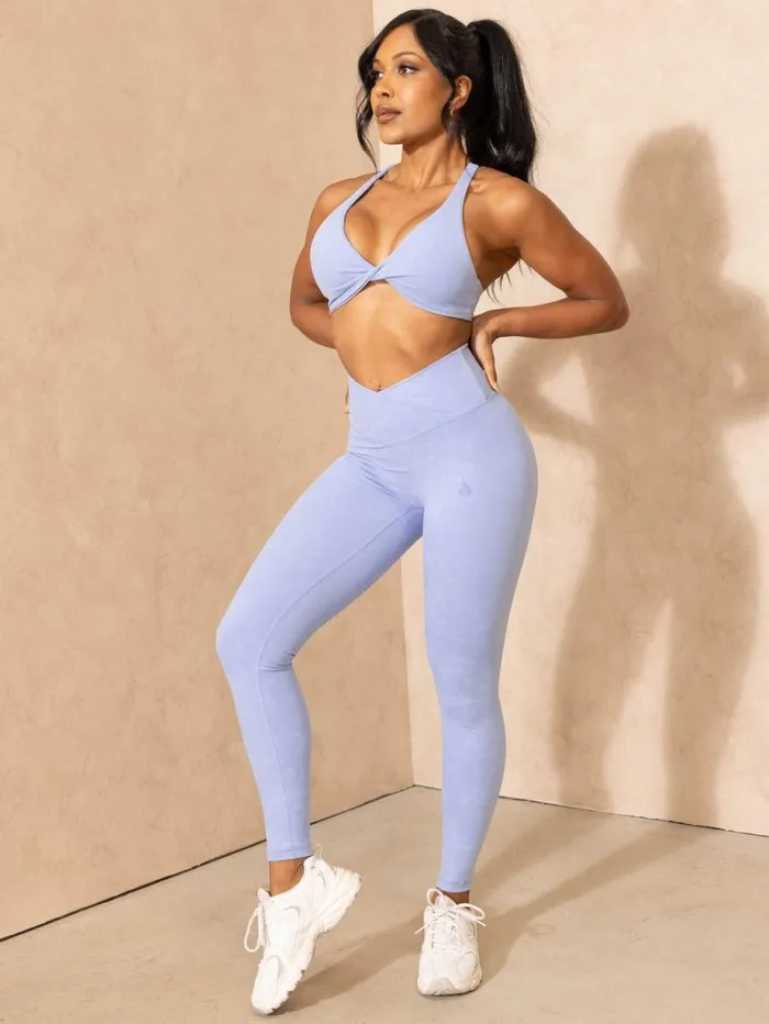 Sports Bras Womens Ryderwear NKD Stonewash Twist Sports Bra Cornflower Blue Stonewash