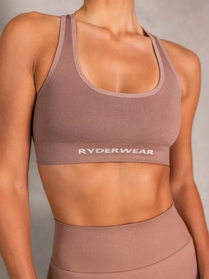 Sports Bras Womens Ryderwear NRG Seamless Scoop Neck Sports Bra Almond