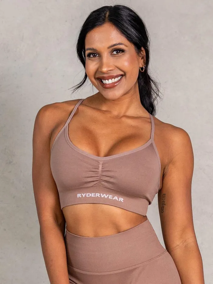 Sports Bras Womens Ryderwear NRG Seamless Sports Bra Almond