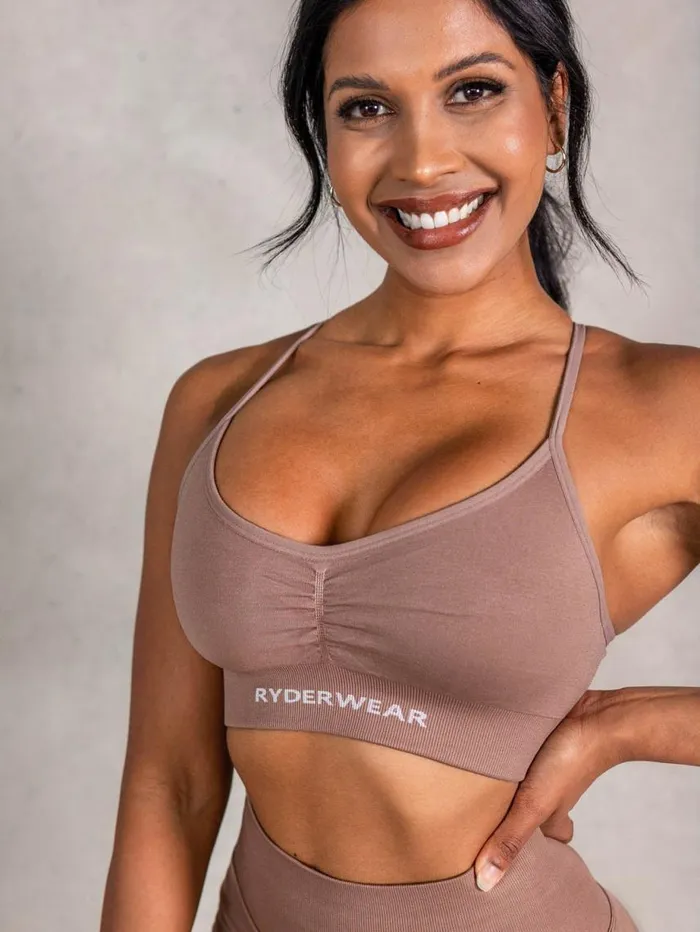 Sports Bras Womens Ryderwear NRG Seamless Sports Bra Almond