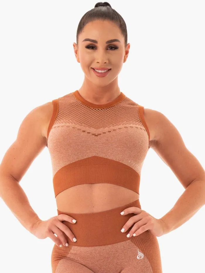 Sports Bras Womens Ryderwear Oasis Seamless Crop Top Desert Rust