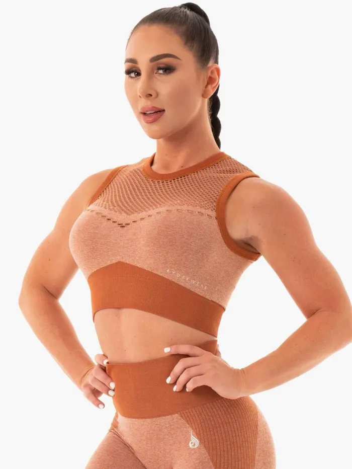 Sports Bras Womens Ryderwear Oasis Seamless Crop Top Desert Rust