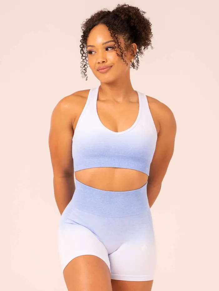 Sports Bras Womens Ryderwear Ombre Seamless Sports Bra Cornflower Blue Ombre