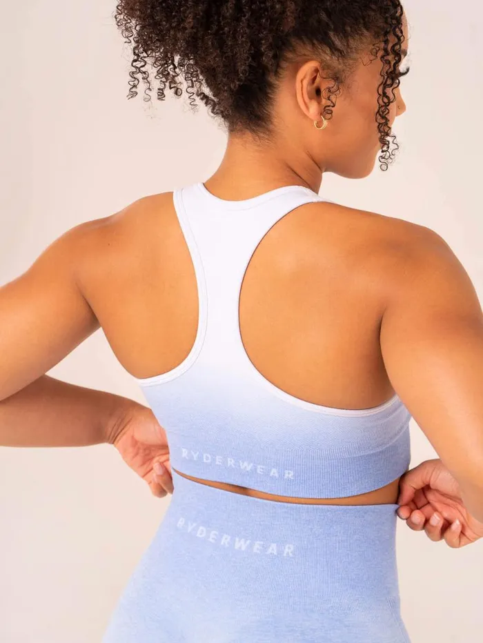 Sports Bras Womens Ryderwear Ombre Seamless Sports Bra Cornflower Blue Ombre
