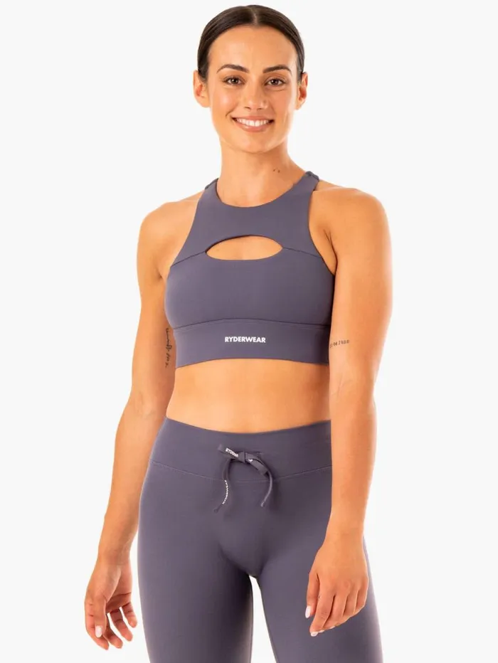 Sports Bras Womens Ryderwear Replay Cut Out Sports Bra Charcoal