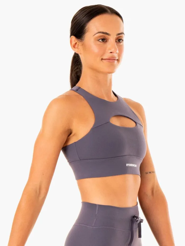 Sports Bras Womens Ryderwear Replay Cut Out Sports Bra Charcoal
