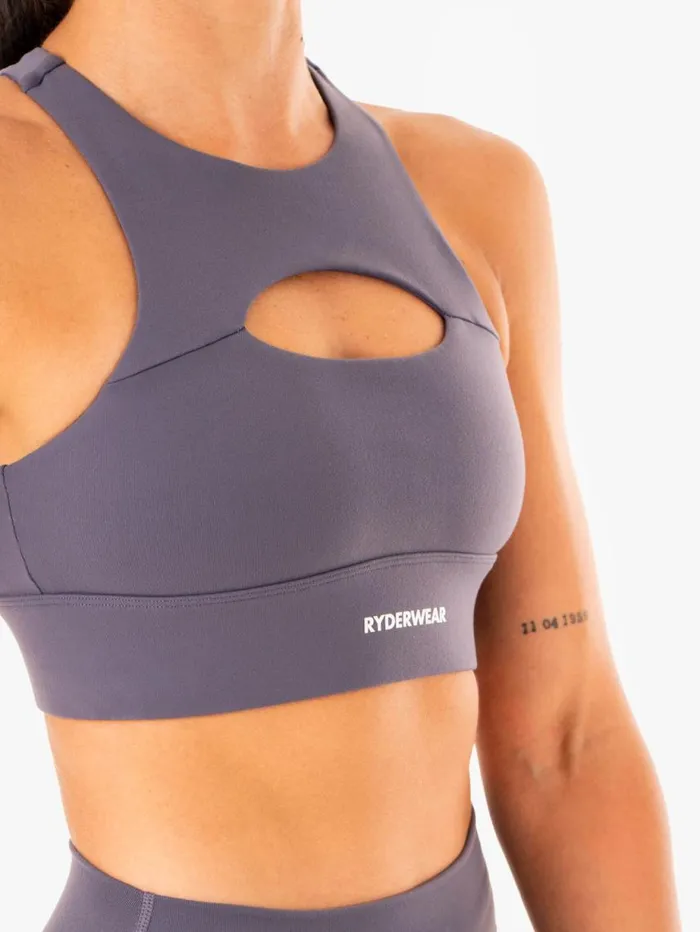Sports Bras Womens Ryderwear Replay Cut Out Sports Bra Charcoal