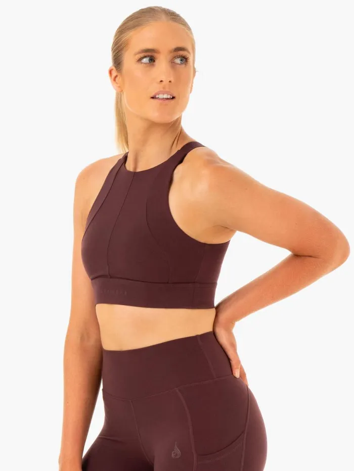 Sports Bras Womens Ryderwear Reset High Impact Sports Bra Chocolate
