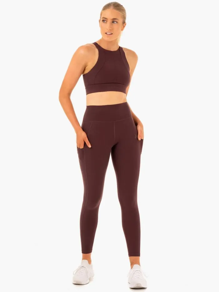 Sports Bras Womens Ryderwear Reset High Impact Sports Bra Chocolate